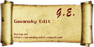 Gavansky Edit névjegykártya